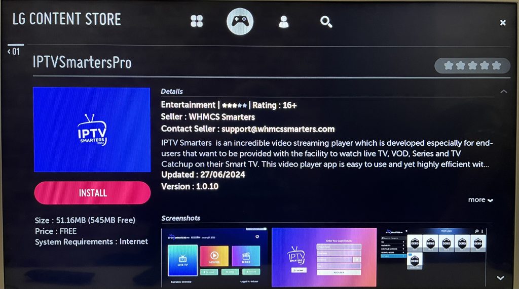 IPTV Smarters Pro LG